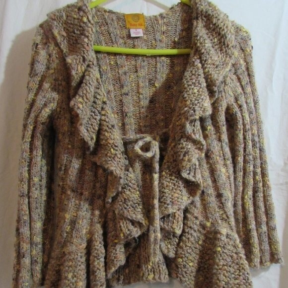 VINTAGE RUDY RD SIZE SMALL SWEATER BOHO STYLE 26% WOOL TIES IN FRONT - Picture 1 of 5